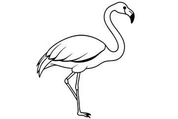 flamingo silhouette line art vector illustration with a white background