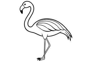 flamingo silhouette line art vector illustration with a white background