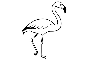 flamingo silhouette line art vector illustration with a white background