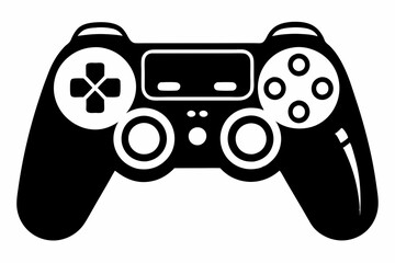 game pad silhouette line art vector illustration with a white background