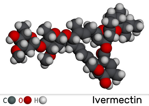 Ivermectin B1a molecule. Antiparasitic agent used in veterinary and human medicine. Molecular model. 3D rendering