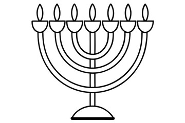 hanukkah menorah with candles silhouette line art vector illustration with a white background