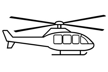 helicopter silhouette line art vector illustration with a white background