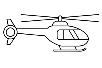 helicopter silhouette line art vector illustration with a white background