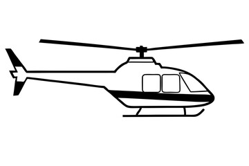 helicopter silhouette line art vector illustration with a white background