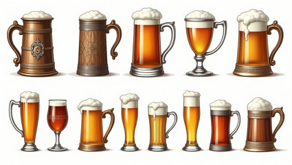 glass of beer on white