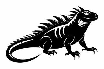 iguana silhouette line art vector illustration with a white background