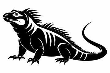iguana silhouette line art vector illustration with a white background