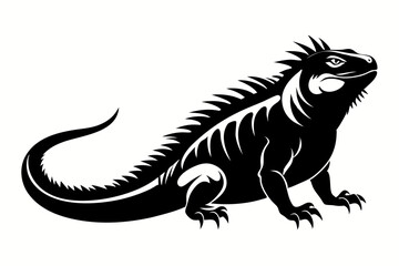 iguana silhouette line art vector illustration with a white background