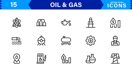 Explore this professional Oil and Gas Industry Icon Set designed for energy, fuel, and petroleum-related visuals.