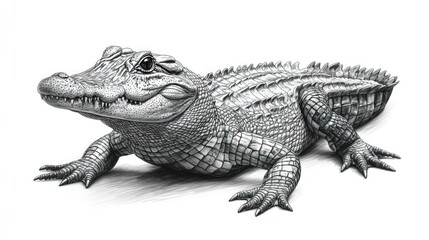 Naklejka premium Detailed drawing of a young alligator