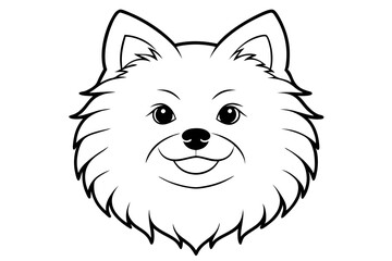 pomeranian dog silhouette line art vector illustration with a white background