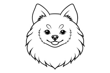 pomeranian dog silhouette line art vector illustration with a white background