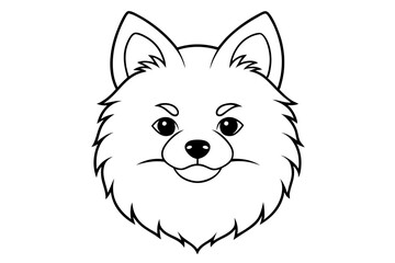 pomeranian dog silhouette line art vector illustration with a white background