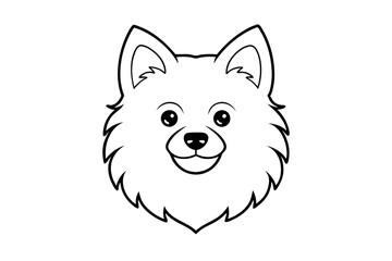 pomeranian dog silhouette line art vector illustration with a white background