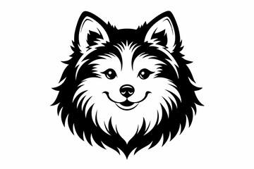 pomeranian dog silhouette line art vector illustration with a white background