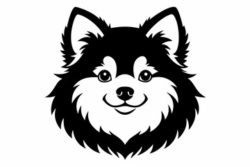 pomeranian dog silhouette line art vector illustration with a white background