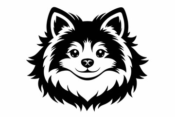 pomeranian dog silhouette line art vector illustration with a white background