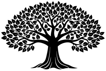 Fototapeta premium Bodhi Tree Silhouette Vector Art