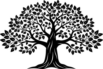 Peaceful Bodhi Tree Line Art