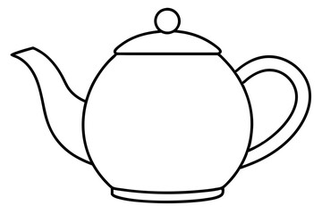 teapot silhouette line art vector illustration with a white background