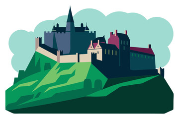 Scottish Castle Landmark Illustration