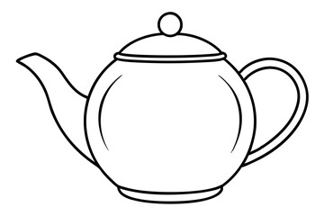 teapot silhouette line art vector illustration with a white background