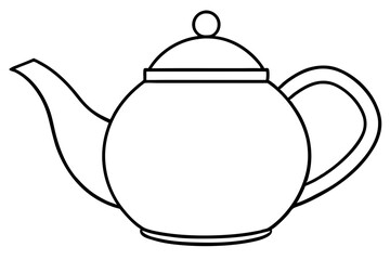 teapot silhouette line art vector illustration with a white background