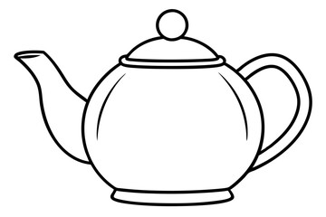 teapot silhouette line art vector illustration with a white background
