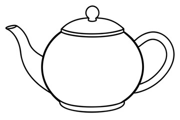 Obraz premium teapot silhouette line art vector illustration with a white background