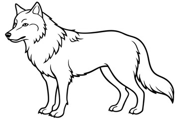 wolf silhouette line art vector illustration with a white background