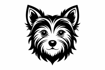 yorkshire terrier dog head silhouette line art vector illustration with a white background
