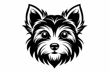 yorkshire terrier dog head silhouette line art vector illustration with a white background