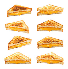 Deliciously Grilled Brown Cheese Sandwich with Gooey Filling Peeking Out, Isolated on Transparent Background