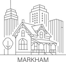 Fototapeta premium Markham City Line Draw Simple Minimalist
