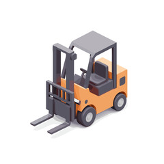 Forklift vehicle in a simplistic design with orange and grey colors  