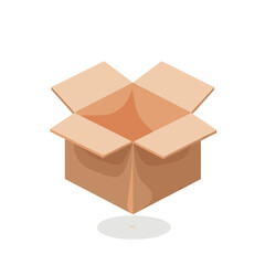 Open cardboard box in a simple design with a neutral background  