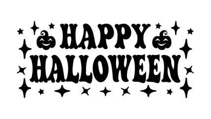 Happy Halloween vector lettering. Handwritten text design. Vector on white background