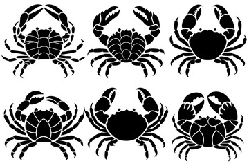 Crab silhouette set vector