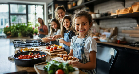 Children Enjoy Cooking and Learning Together in a Fun and Interactive Kitchen Class. Generated image