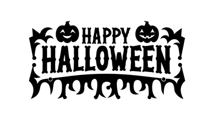 Happy Halloween vector lettering. Handwritten text design. Vector on white background