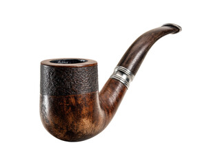 Classic wooden smoking pipe with elegant design and craftsmanship on a transparent background, cut out