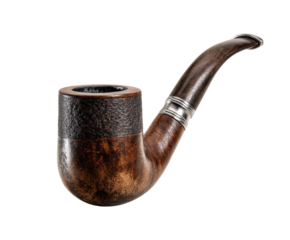 Classic wooden smoking pipe with elegant design and craftsmanship on a transparent background, cut out