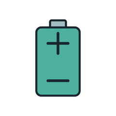 Obraz premium Simple Battery Symbol with Plus and Minus Sign in Minimal Style for Energy and Power Concept