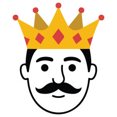 Royal crowned figure isolated vector illustration on white background