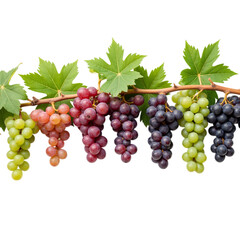 Obraz premium Fresh grapes colorful varieties green red purple black healthy fruit vine natural organic