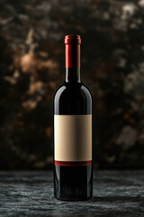 Fototapeta premium Red Wine Bottle with White Label