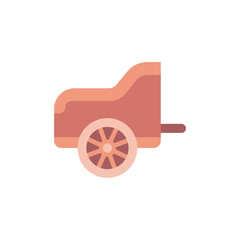 Vintage chariot-inspired cart icon with single wheel and minimalist design