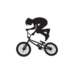 Obraz premium silhouette of a person playing bmx, editable vector image