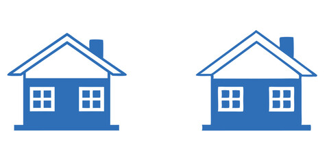 Blue house icon illustrations with transparency for various design and branding projects